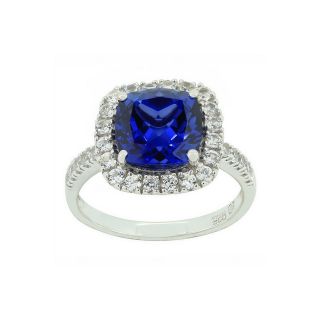 Lab Created Blue & White Sapphire Sterling Silver Ring, Womens