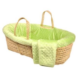 Dimple Velour Moses Basket Set   Green by Tadpoles