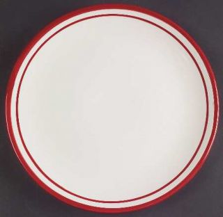 Dansk Circa Red Dinner Plate, Fine China Dinnerware   White Background, Red Band
