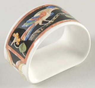 Villeroy & Boch Intarsia Napkin Ring, Fine China Dinnerware   Bone, Black Border