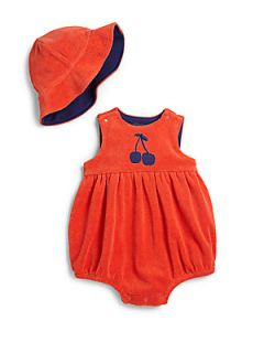 Offspring Infants Two Piece Terry Cherry Romper & Hat Set   Red