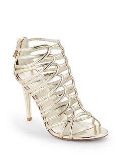 Loops Metallic Leather Sandals   Gold