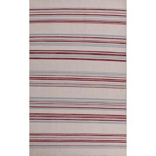 Flat weave Stripe White ice/multicolor Wool Rug (9 X 12)