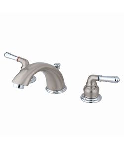 Satin Nickel And Polished Chrome Widespread Bathroom Faucet (Fabricated from solid brass material for durability and reliability4 to 8 inch widespreadDrip free washerless cartridge system Matching pop up is includedStandard US plumbing connections 0.5 inc