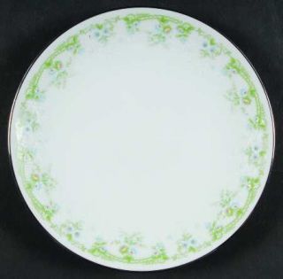 Noritake Dee Bread & Butter Plate, Fine China Dinnerware   Blue Flowers, Green &