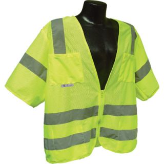 Radians Class 3 Short Sleeve Mesh Safety Vest   Lime, XL, Model# SV83GM