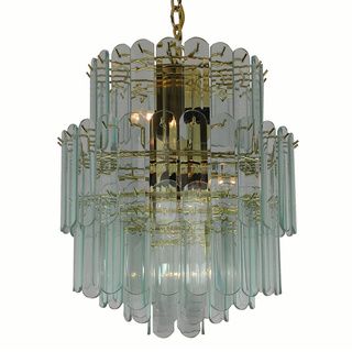Contemporary Polished Brass 6 light Chandelier
