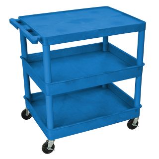 Luxor Tub Cart   (3) 24Wx32D Shelves   Blue   Blue  (BUTC211BU)
