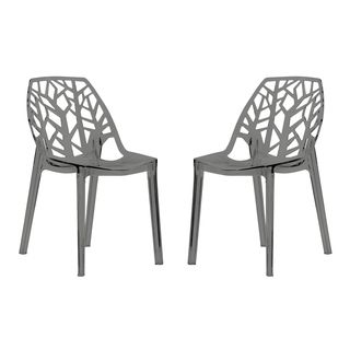 Modern Flora Transparent Black Plastic Dining Chair (set Of 2)