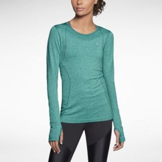 Nike Dri FIT Knit Long Sleeve Womens Running Shirt   Turbo Green