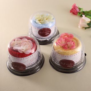 Flower Style Cake Towel with Personalized Label   Set of 4 Packs, 2 Pieces Per Pack (More Colors)