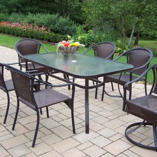 Oakland Living Tuscany All Weather Wicker Patio Dining Set Multicolor   10189 