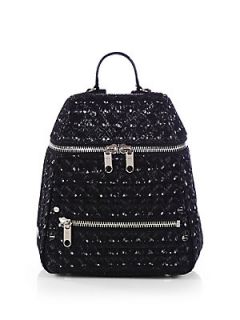 MILLY Bowery Hologram Leather Backpack   Black