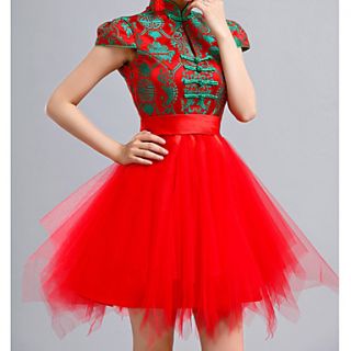 Womens Chinese Style Contrast Color Dress