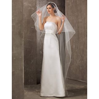 Classical One tier Cathedral Wedding Veil With Pencil Edge