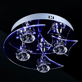 Crystal LED Flush Mount,3 Light, Artistic Stainless Steel Acrylic Carving