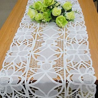 Cutworking Embroidery Lace Table Runner, Polyester