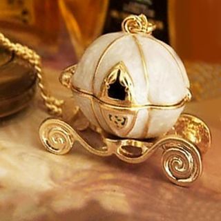 Fabulous Alloy Gold Plated Fairy Tale Pumpkin Carriage Womens Necklace