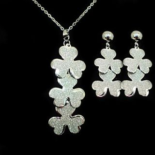 Popular Alloy Silver Flowers Drop Womens Jewelry Set (Including Necklace,Earrings)