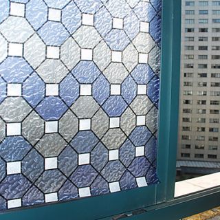 Elegant Classic Blue Geometric Rhobus Pattern Window Film