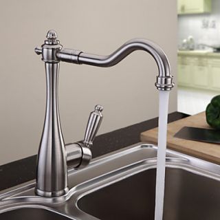 Solid Brass Kitchen Faucet   Nickel Brushed Finish