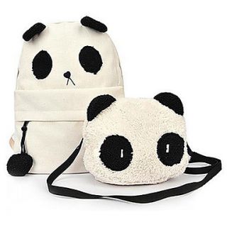 Cute Panda Type Backpack Shoulder Bag Set