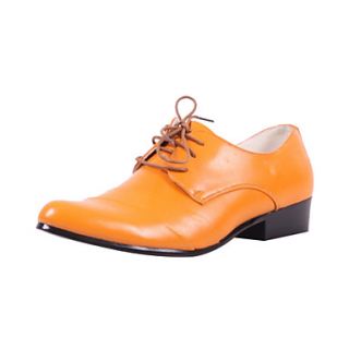 Faux Leather Mens Flat Heel Comfort Oxfords Shoes With Lace up(More Colors)