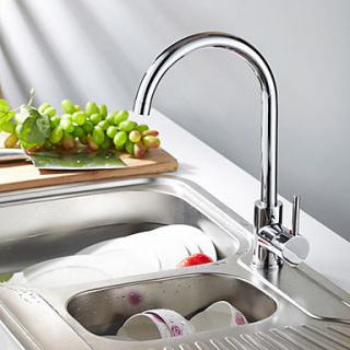 Contemporary Solid Brass Kitchen Faucet   Chrome Finish