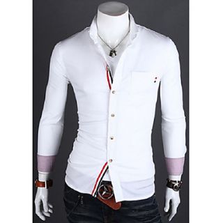 Mens Ribbon Decoration Casual Shirt