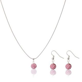 Women Glitter Rhinestones Pendant Elegant Necklace Earrings in 1 Set