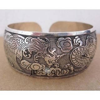 Dragon Phoenix Pattern Alloy Totem Bangle Bracelet