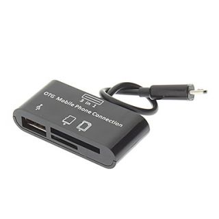 3 in one Micro USB Memory Card Reader for OTG Mobile Phone (Black)