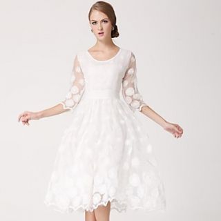 Womens 2014 New Embroider Floral Pattern Quality Organza Princess Evening Party Long Dress