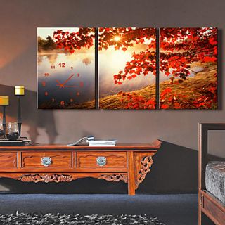 Modern Style High Class Maple Leaf Clock in Canvas 3pcs
