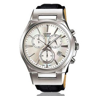 Casio Beside Black Leather Strap Date Display Watch