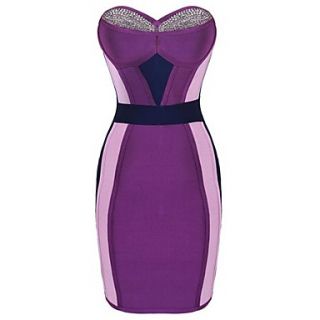 Mixed Color Sexy Strapless Slim Sexy Bandage Dress