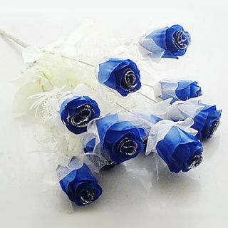 Dark Blue Artificial Flowers   Set of 12 Flowers
