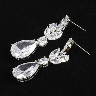 Glamorous Platinum Plated With Zircon Womens Drop Earrings