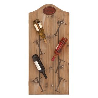 Wood And Metal Wall Wine Rack