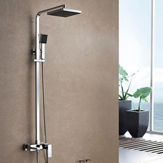 Contemporary Rain Shower Chrome Finish Brass Three Holes Single Handle Shower Faucet Set