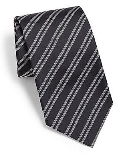 BOSS HUGO BOSS Striped Silk Tie   Black