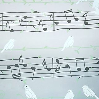 Cartoon Style Musical Notes And Doves Window Film