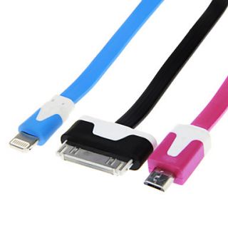 3 in 1 USB 2.0 Male to 30 Pin/8 Pin/Micro USB 2.0 Male for iPhone/Samsung/HTC(0.24m)