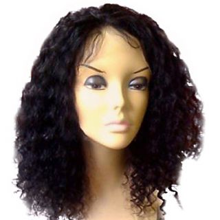 16 100% Human Hair Brazilian Kinky Curly Indian Remi Lace Front Wig