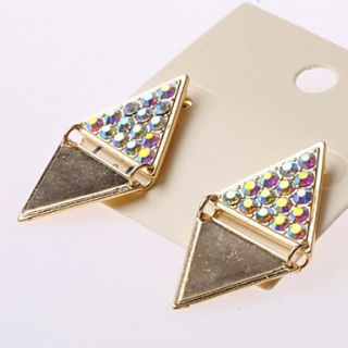 MISS U Womens Elegant Colored Diamond Rhombus Triangle Shape Tassel Earrings
