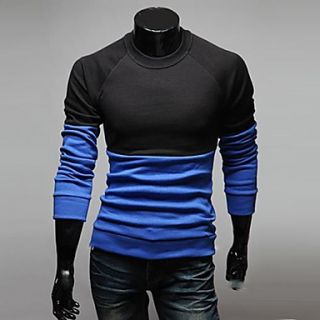 Mens New Color Block Slim Long Sleeve T Shirt