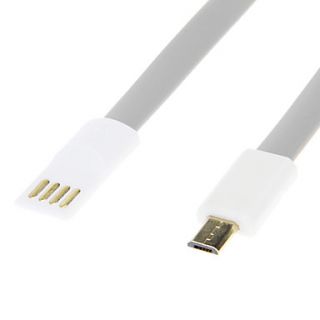 Noodle Style Colorful USB Data Cable USB 2.0 Male to Micro 2.0 Male(Gray 0.2m)