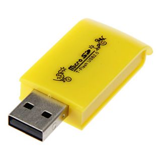 Mini USB Memory Card Reader (Yellow)
