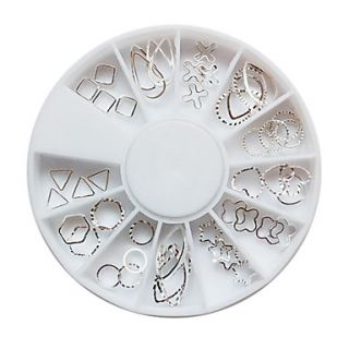 Mixed Pattern Alloy Silver Wheel Nail Art Decorations