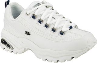 Womens Skechers Energy 3 Premium   White Leather/Navy Trim (WNV) Gym Shoes
